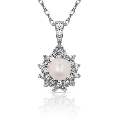 14K Yellow & White Gold Freshwater Pearl Pendant For Women