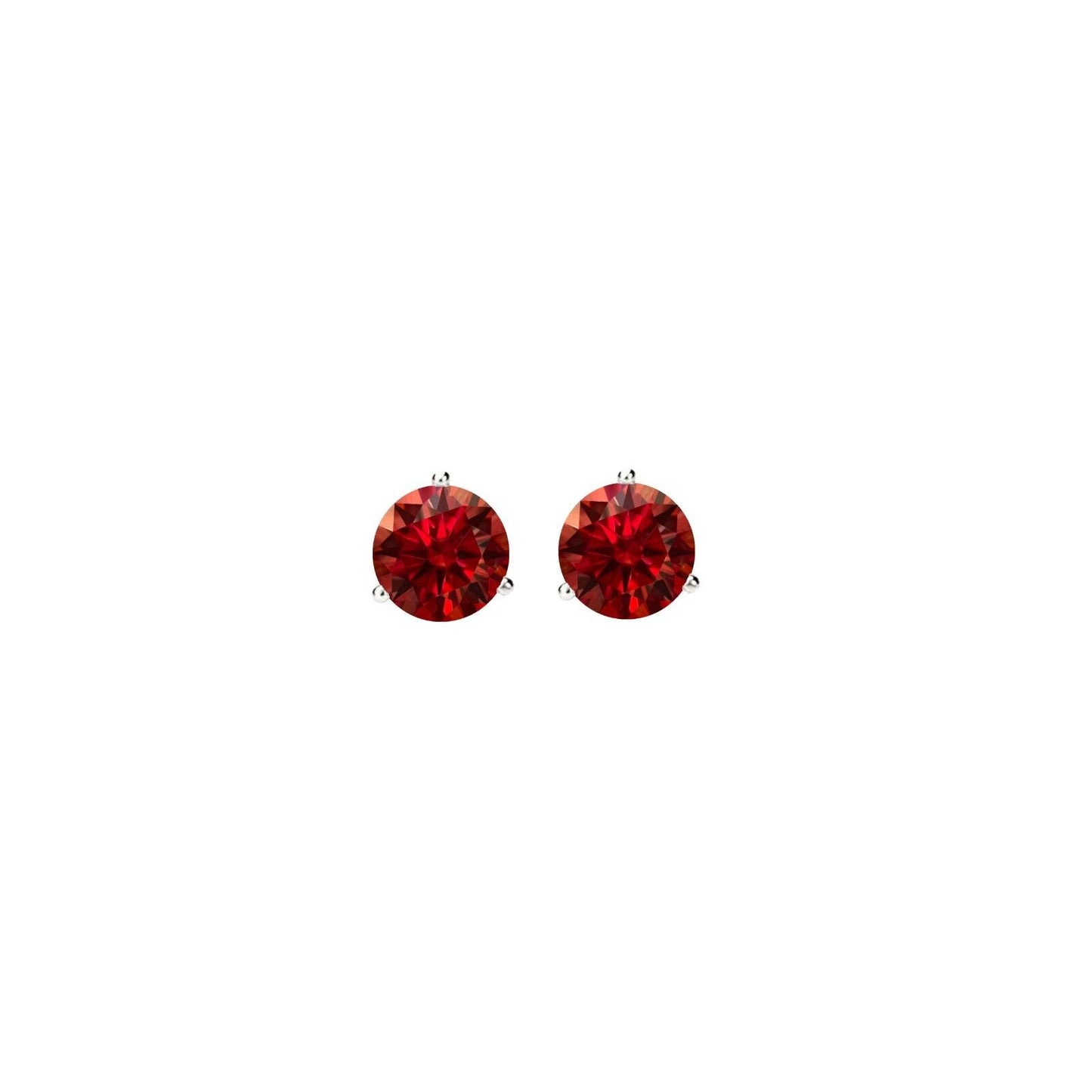 14K Gold GRA CertifiedD-VVS1 Garnet Moissanite ScrewBack Stud Earrings