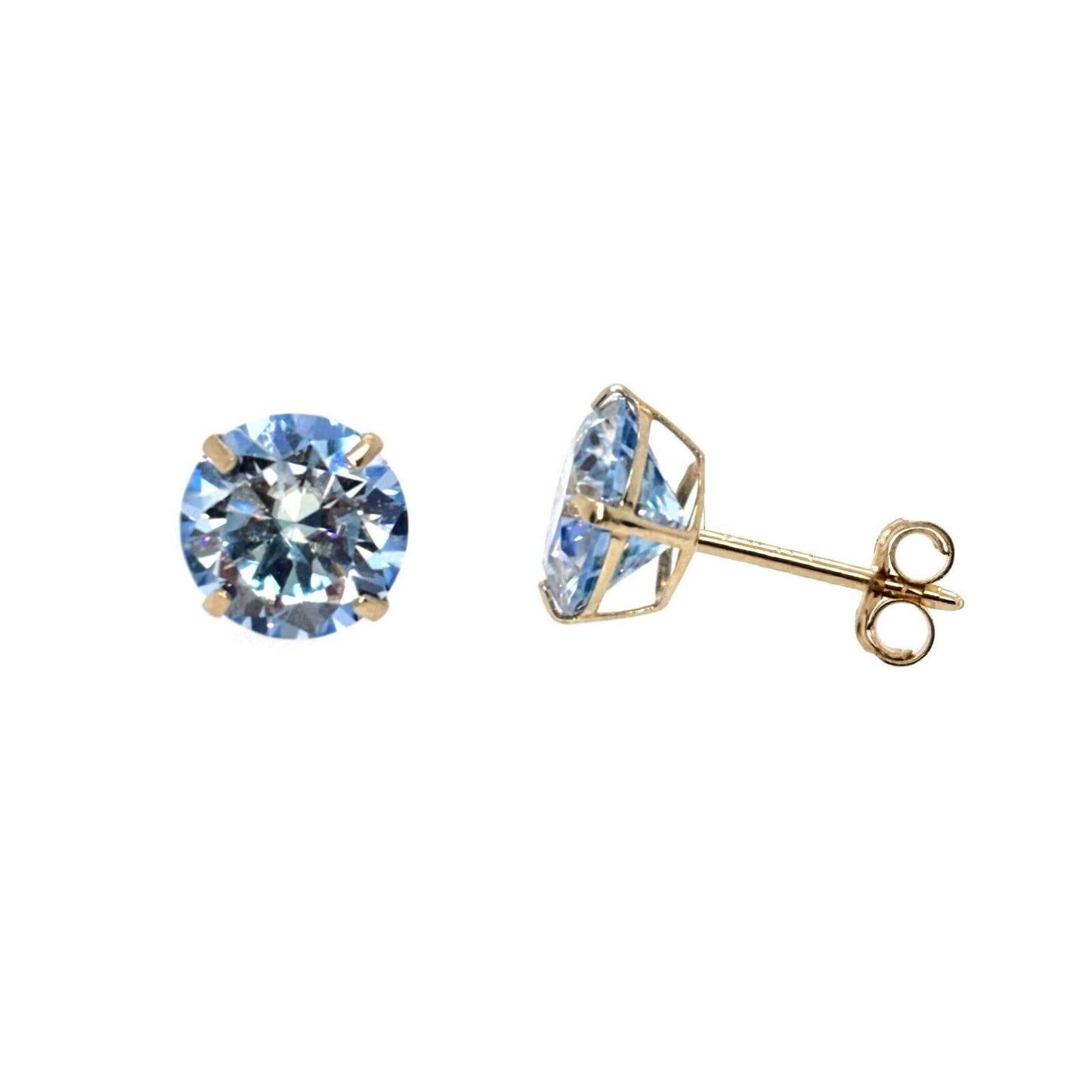 14K Gold GRA Certified D-VVS1 Ocean Blue Moissanite Push Back Studs Earrings