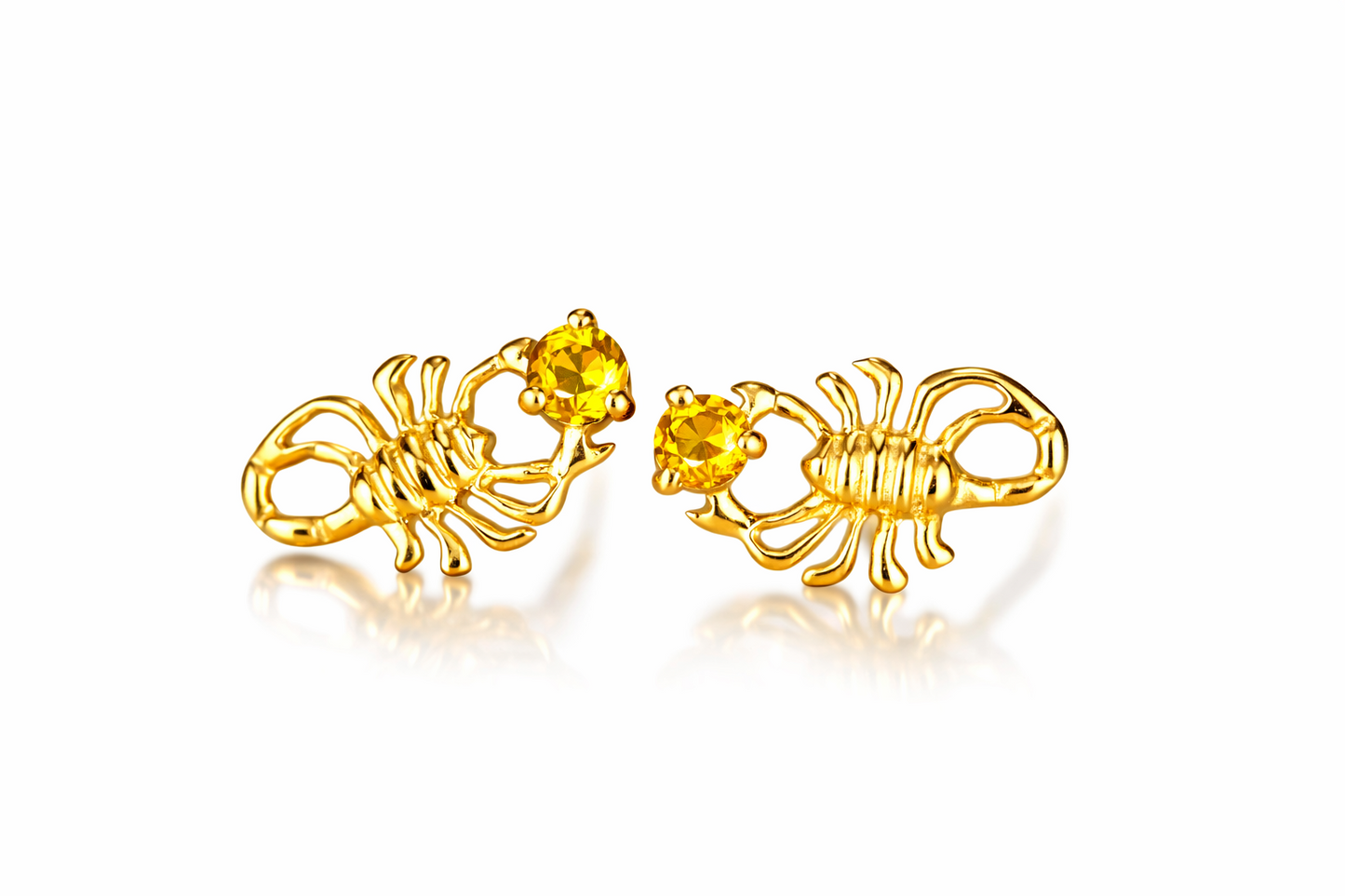 14k Yellow Gold Birthstone Scorpion Earring