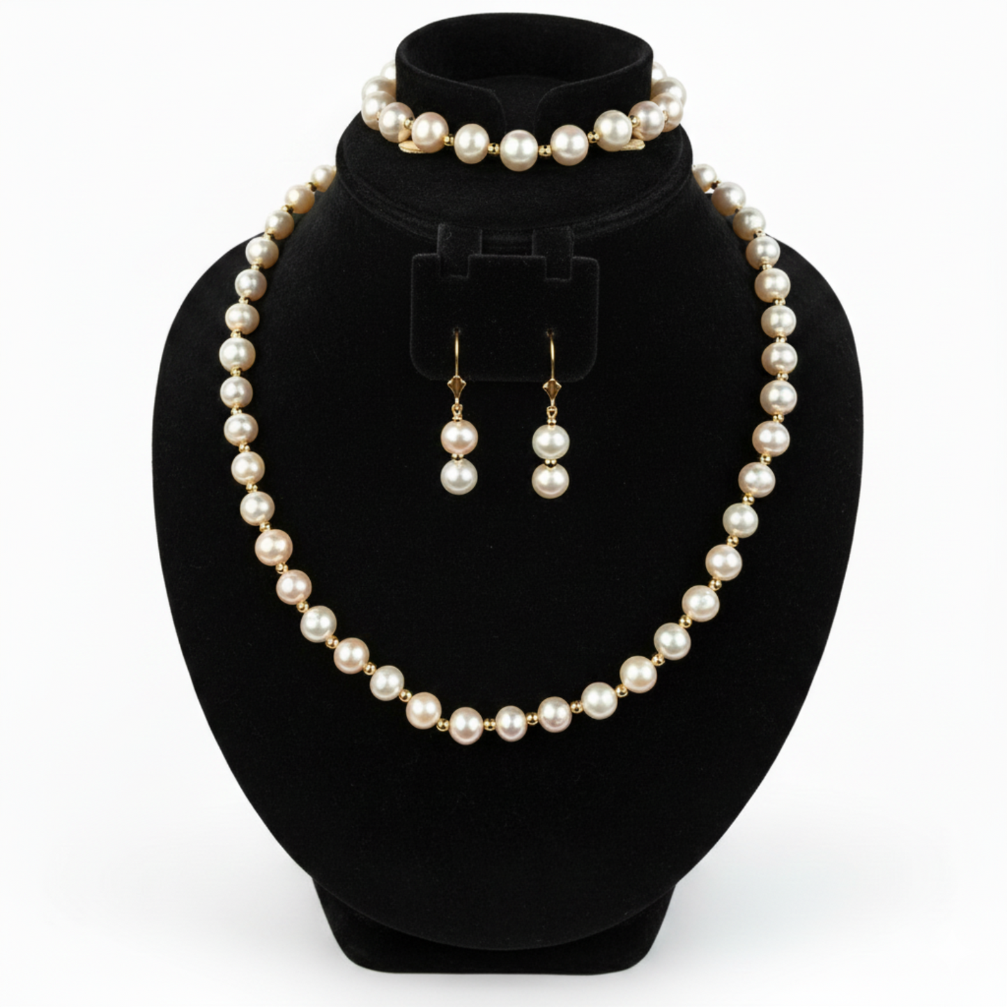 14K Yellow Gold Beautiful Freshwater Pearl Set for Women
