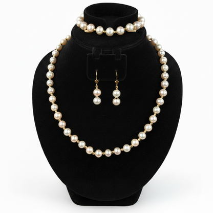 14K Yellow Gold Beautiful Freshwater Pearl Set for Women