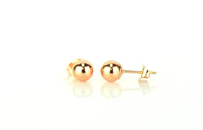 14k Rose Gold Round Shaped Ball Stud Earrings for Women