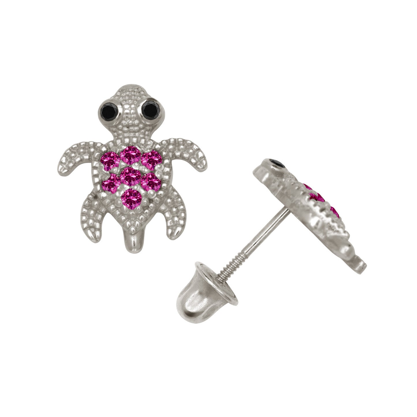 14k Yellow or White Gold Turtle CZ Stud Earrings