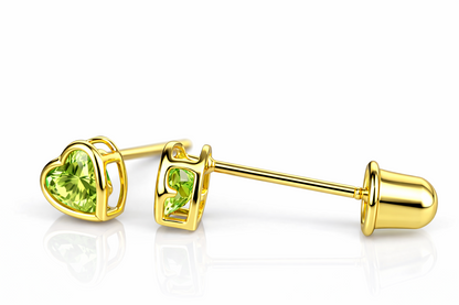 14K Yellow Gold Heart Shaped 3mm x 3mm Stud Earrings for Women