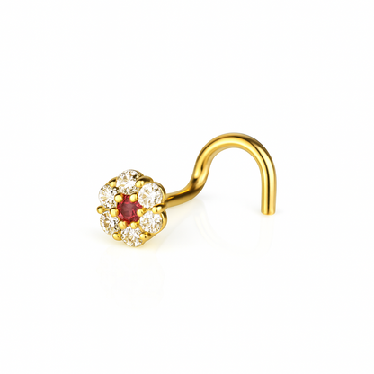 14k Yellow or White Gold CZ Nose Piercing Stud