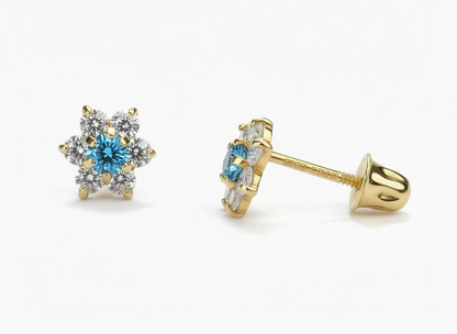 14k Yellow Gold Beautiful Flower Shaped Earrings for Women