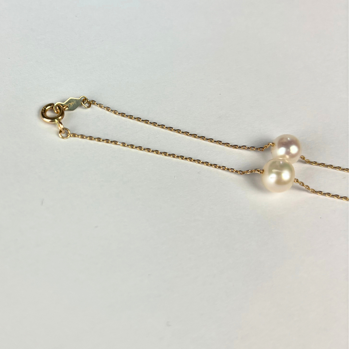 14k Yellow & White Gold Genuine White Pearls by the yard 16"& 18" Necklace