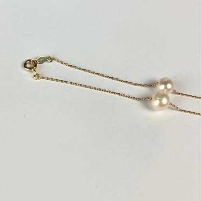 14k Yellow & White Gold Genuine White Pearls by the yard 16"& 18" Necklace