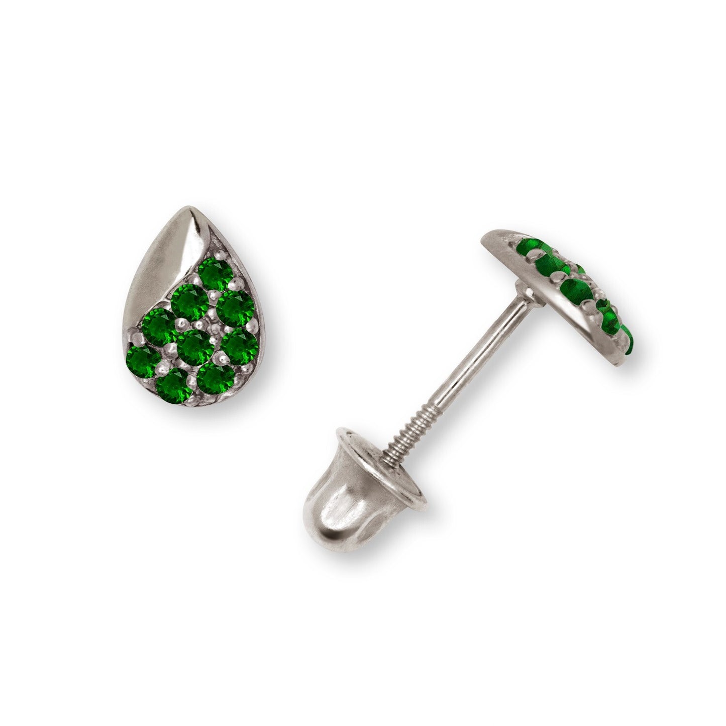 14K Yellow & White Gold CZ Teardrop Stud with Shiny Stones Earrings for Women