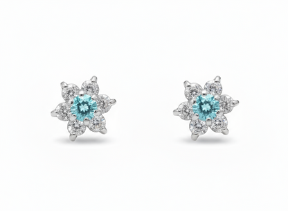 14k White Gold Beautiful Flower Shaped Stud Earrings for Women