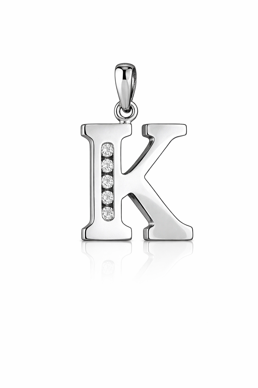 925 Sterling Silver Initial Letter CZ Pendant