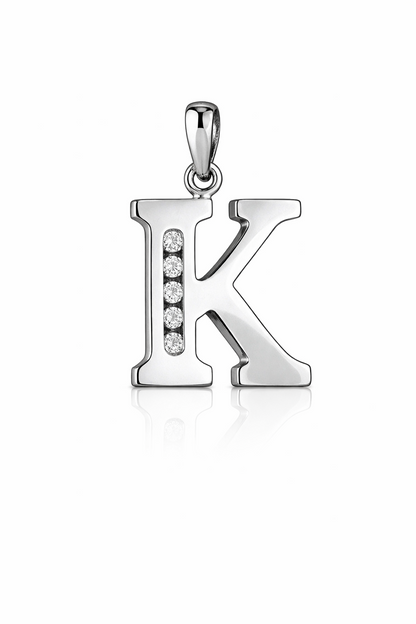 925 Sterling Silver Initial Letter CZ Pendant