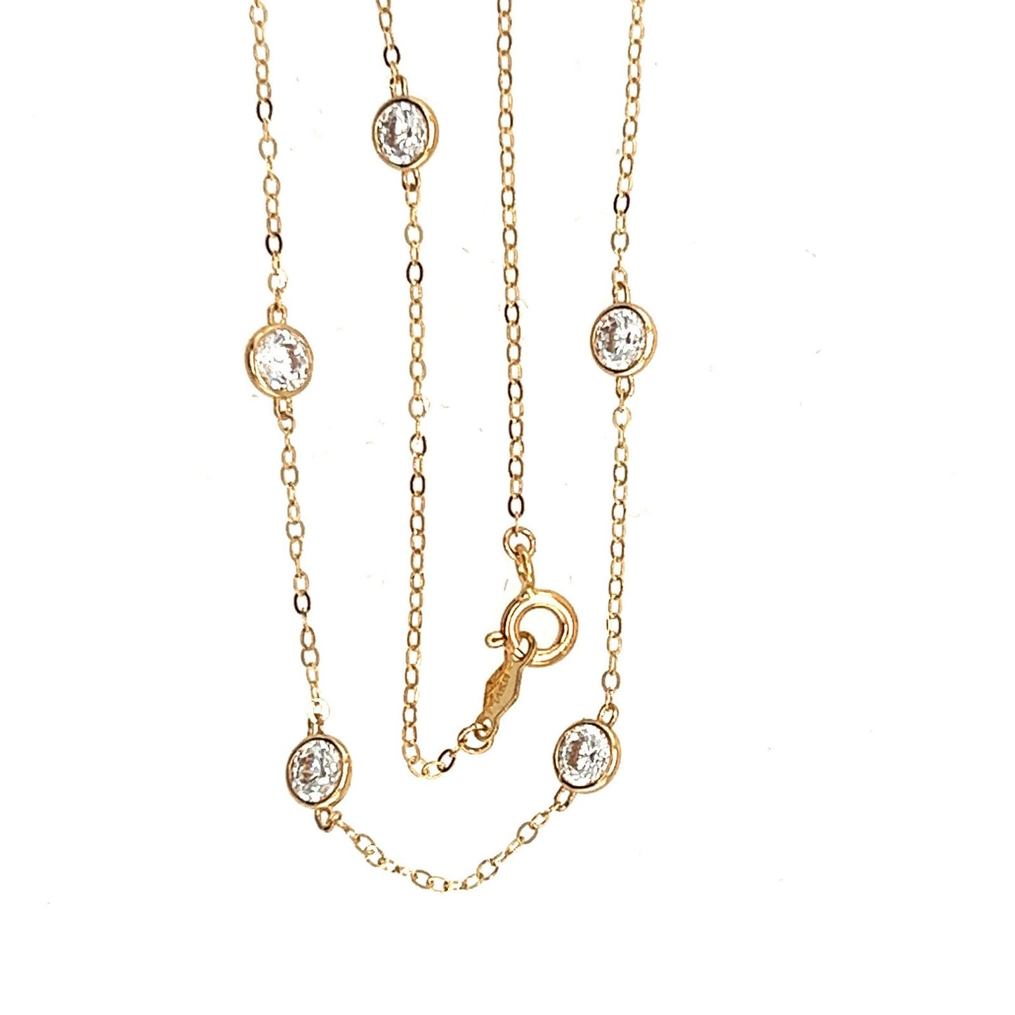 14k  Gold Cubic Zirconia CZ by the yard 16'' up to 42" Necklace