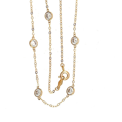 14k  Gold Cubic Zirconia CZ by the yard 16'' up to 42" Necklace