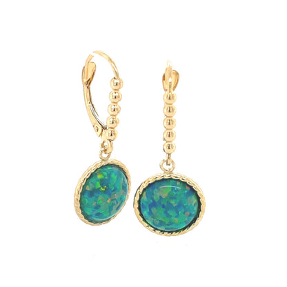 14K Yellow or White Gold Flat Opal Leverback  Earrings
