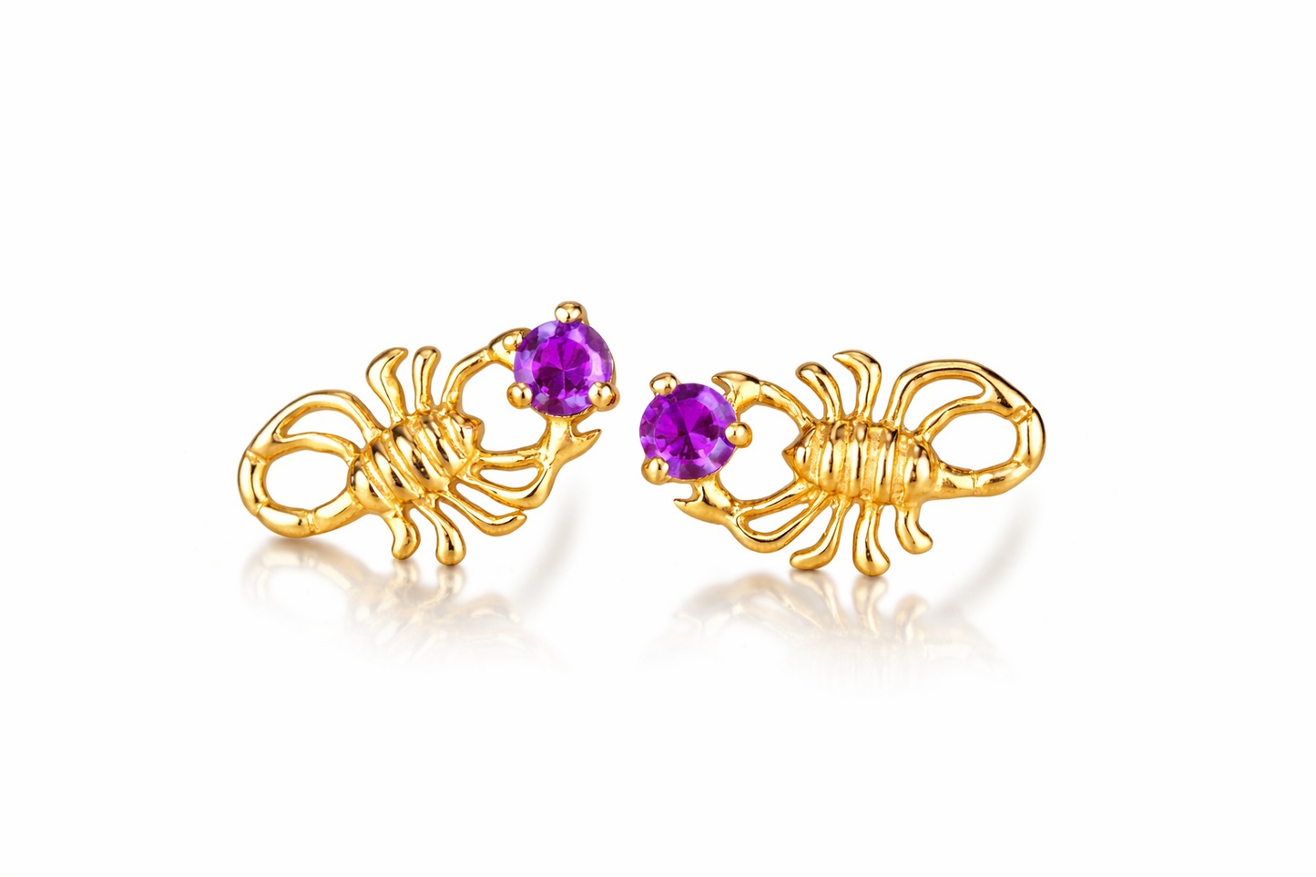 14k Yellow Gold Birthstone Scorpion Earring