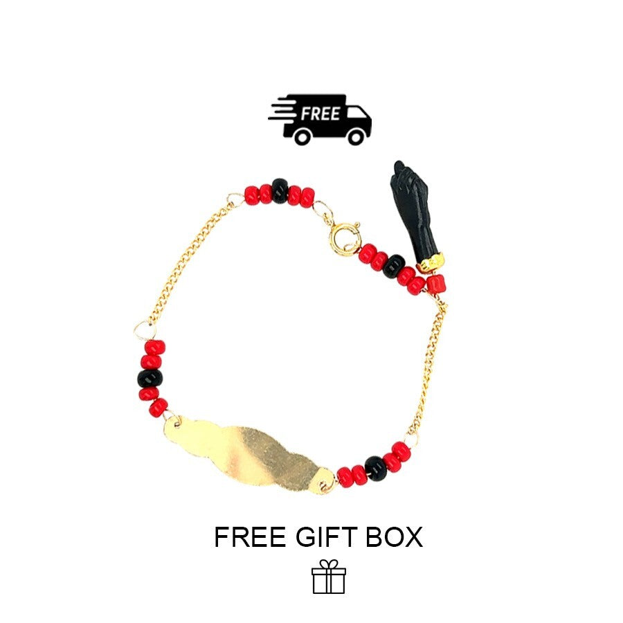 14K Gold Filled Azabache Bracelet For Baby /Pulsera De Azabache Para Bebe 5.5"