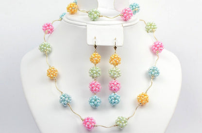14k Yellow Gold Genuine dyed Pearl Jewelry set (necklace,bracelet,earrings)