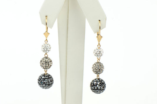 14K Yellow Gold Leverback Dangle Earrings with Genuine Czech Crystals