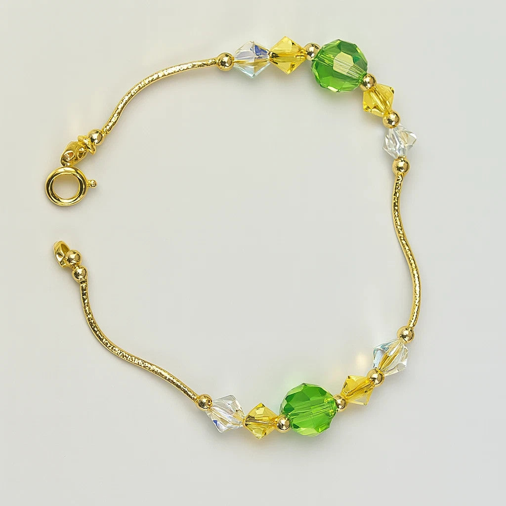 14K Yellow Gold Elegant Crystals Bracelet Kids Baby Girls & Boy