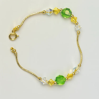 14K Yellow Gold Elegant Crystals Bracelet Kids Baby Girls & Boy