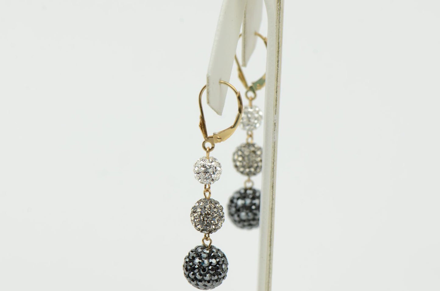 14K Yellow Gold Leverback Dangle Earrings with Genuine Czech Crystals