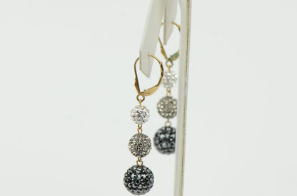 14K Yellow Gold Leverback Dangle Earrings with Genuine Czech Crystals