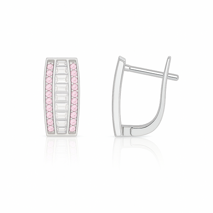 14k White Gold CZ Beautiful Leverback Earrings for Women