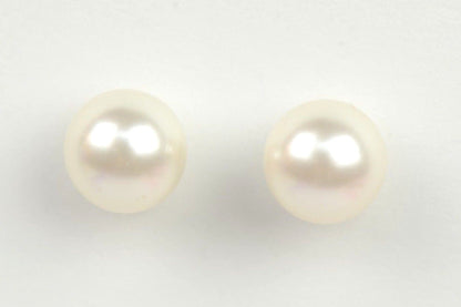 925 Solid Sterling Silver Beautiful Classic White Swarovski Pearls Stud Earrings