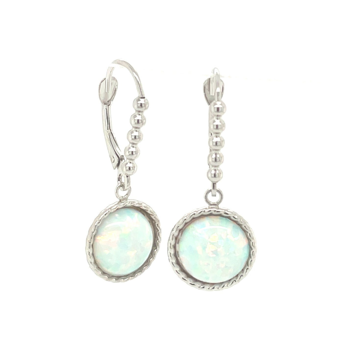 14K Yellow or White Gold Flat Opal Leverback  Earrings