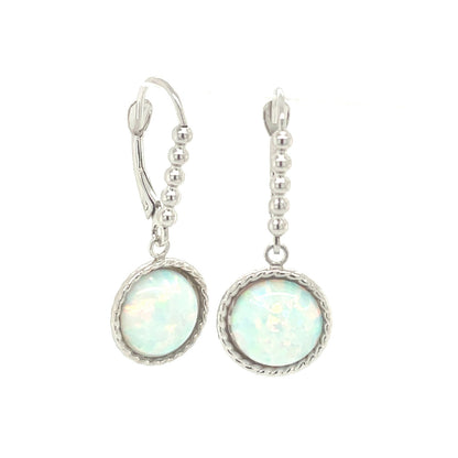 14K Yellow or White Gold Flat Opal Leverback  Earrings