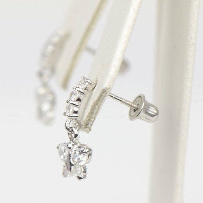 14K White Gold Birthstone Butterfly Dangle Earrings