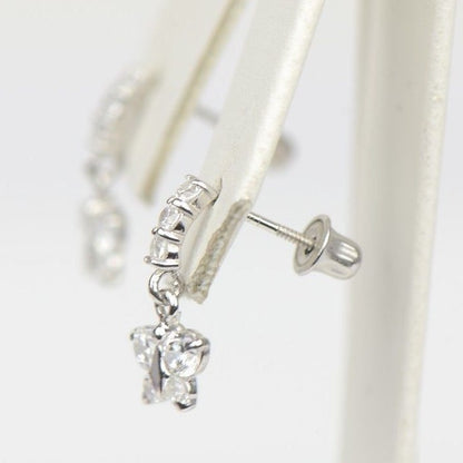 14K White Gold Birthstone Butterfly Dangle Earrings