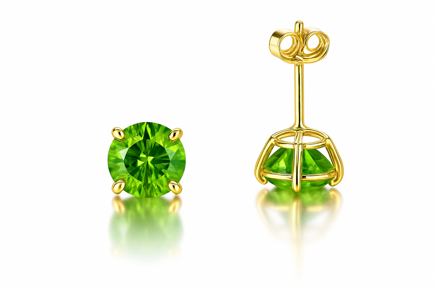 14K Yellow Gold 6mm Round Birthstone CZ Push Back Earrings for Women