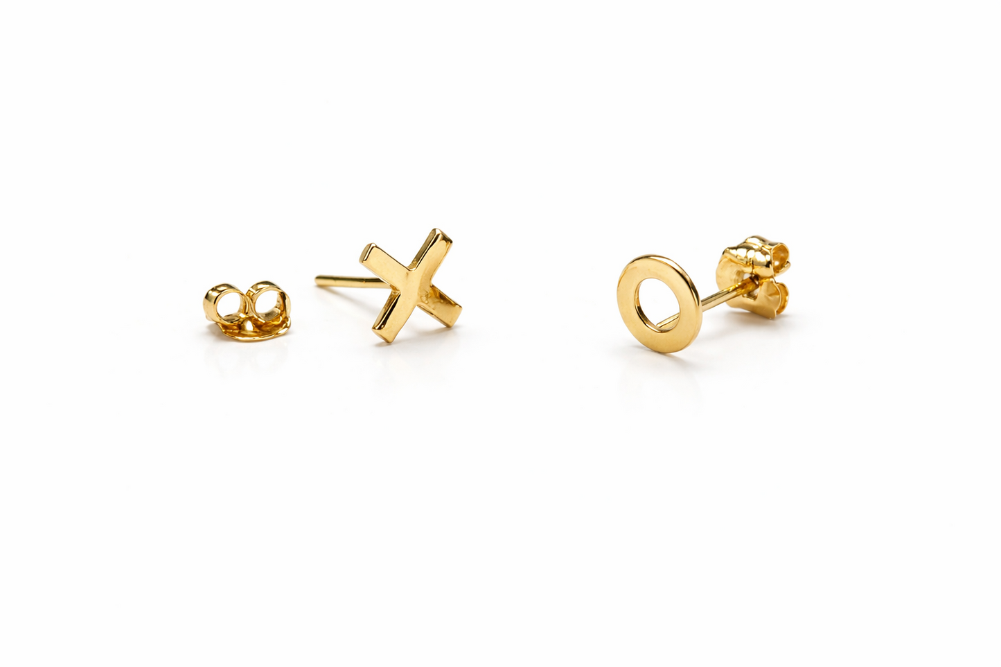 14K Yellow or White Gold "XO" Earrings with Push Back
