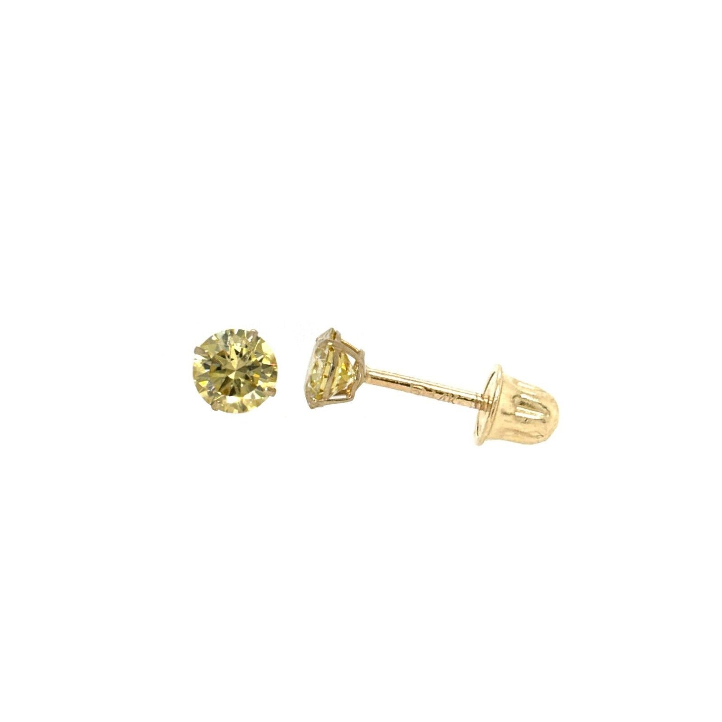 14K Gold GRA Certified D-VVS1 Lemon Yellow Moissanite Screw Back Studs Earrings