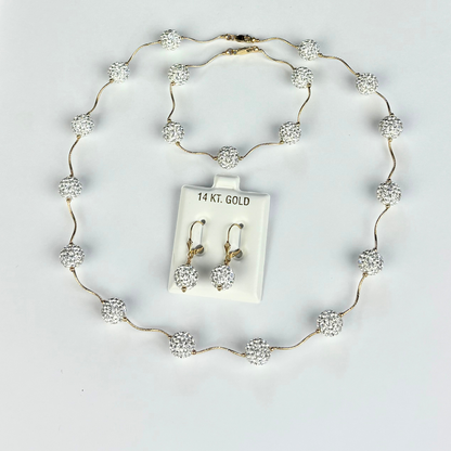 14k Yellow Gold Crystal Jewelry Sets for Women Elegant Jewelry Gift