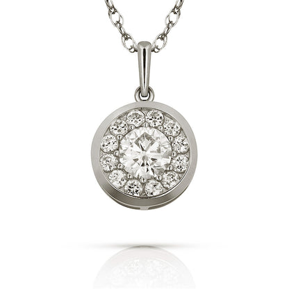 14K Yellow & White Gold CZ Round Pendant For Women