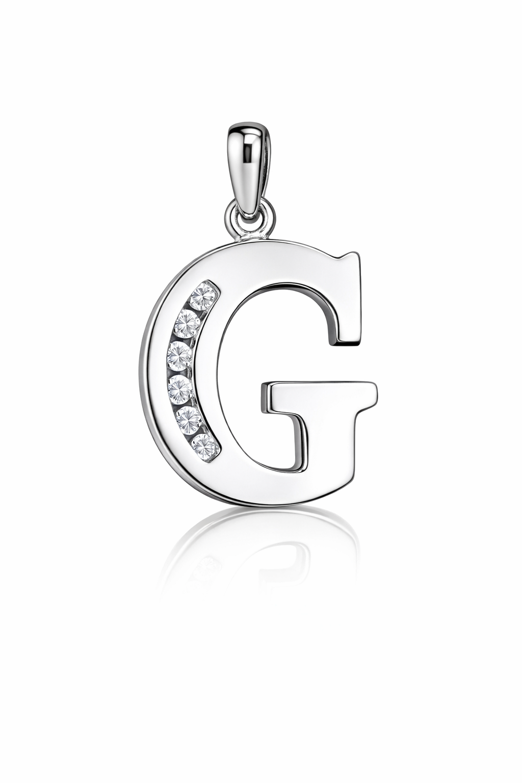 925 Sterling Silver Initial Letter CZ Pendant