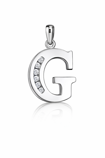 925 Sterling Silver Initial Letter CZ Pendant