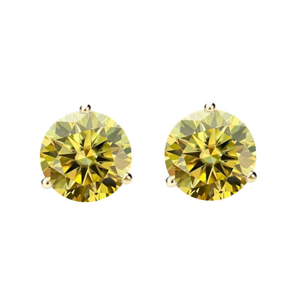 14K Gold GRA CertifiedD-VVS1 Lemon Yellow Moissanite ScrewBack Stud Earrings