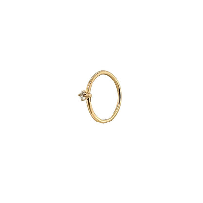 14K Solid Yellow Gold Nose Ring Hoop with 1.5mm CZ Stone