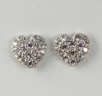 yellow gold white gold heart shape cz stud earrings yellow gold 14k