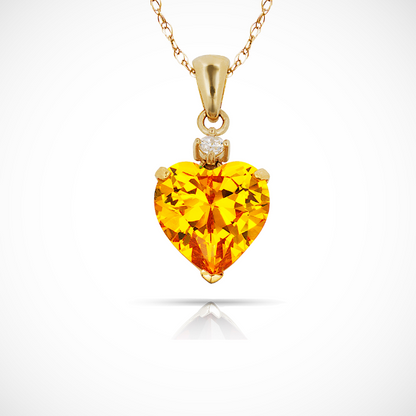 14K Yellow Gold Classic Heart Shaped Simulated CZ Pendant for Women