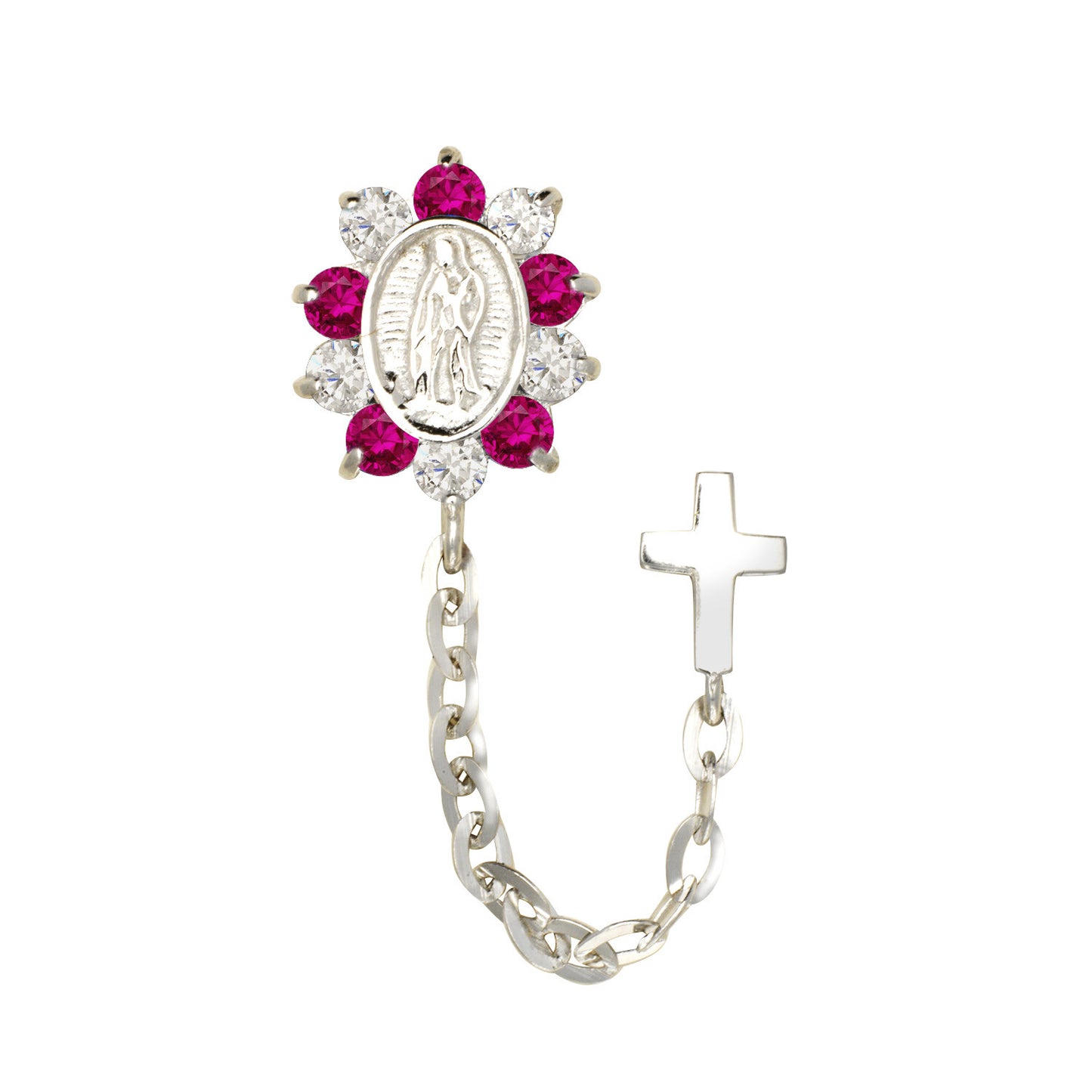 14K Yellow or White Gold Guadalupe Virgin Mary Screw Back CZ Stud Earrings