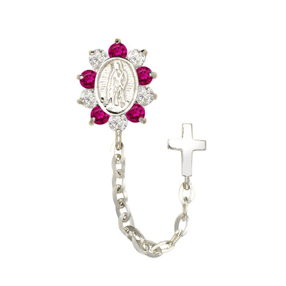 14K Yellow or White Gold Guadalupe Virgin Mary Screw Back CZ Stud Earrings