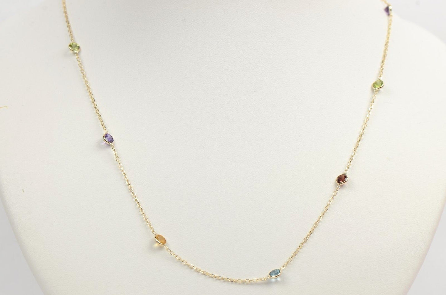 14k yellow gold yard necklace 18 cz chain Semi -Precious Stones
