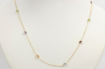 14k yellow gold yard necklace 18 cz chain Semi -Precious Stones