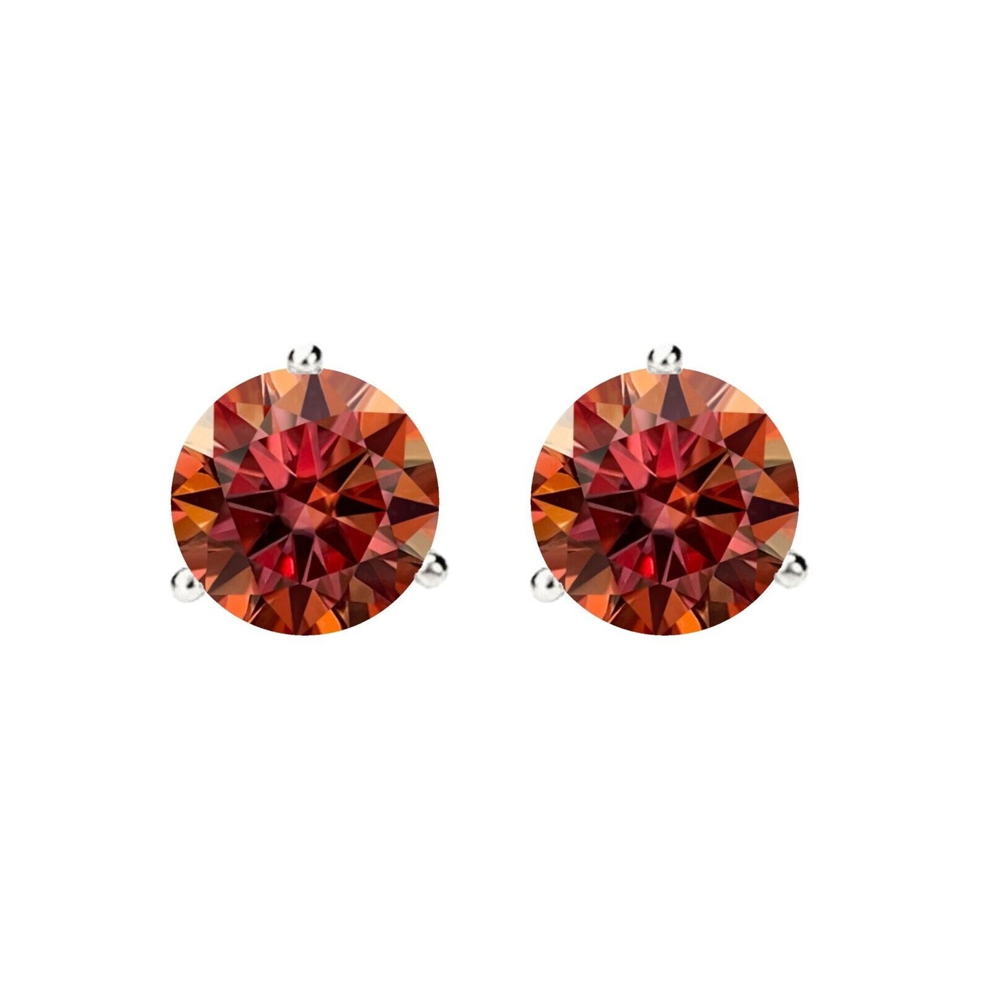 14K Gold GRA CertifiedD-VVS1 Watermelon Red Moissanite ScrewBack Stud Earrings